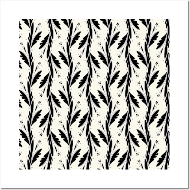 Black & White Hand Drawn Vines Pattern Wall Art by tanyadraws